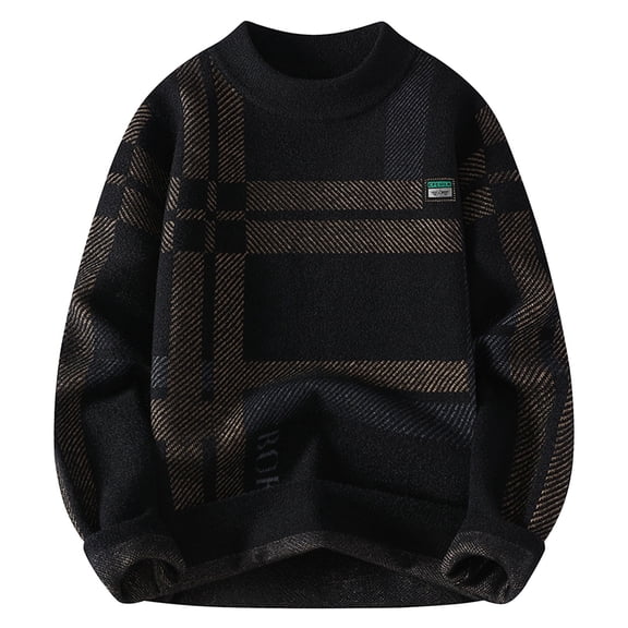 GBSYEWXS Pullover Sweater For Men Crew Neck Long Sleeve Casual Daily Wear Patchwork Black Sweaters