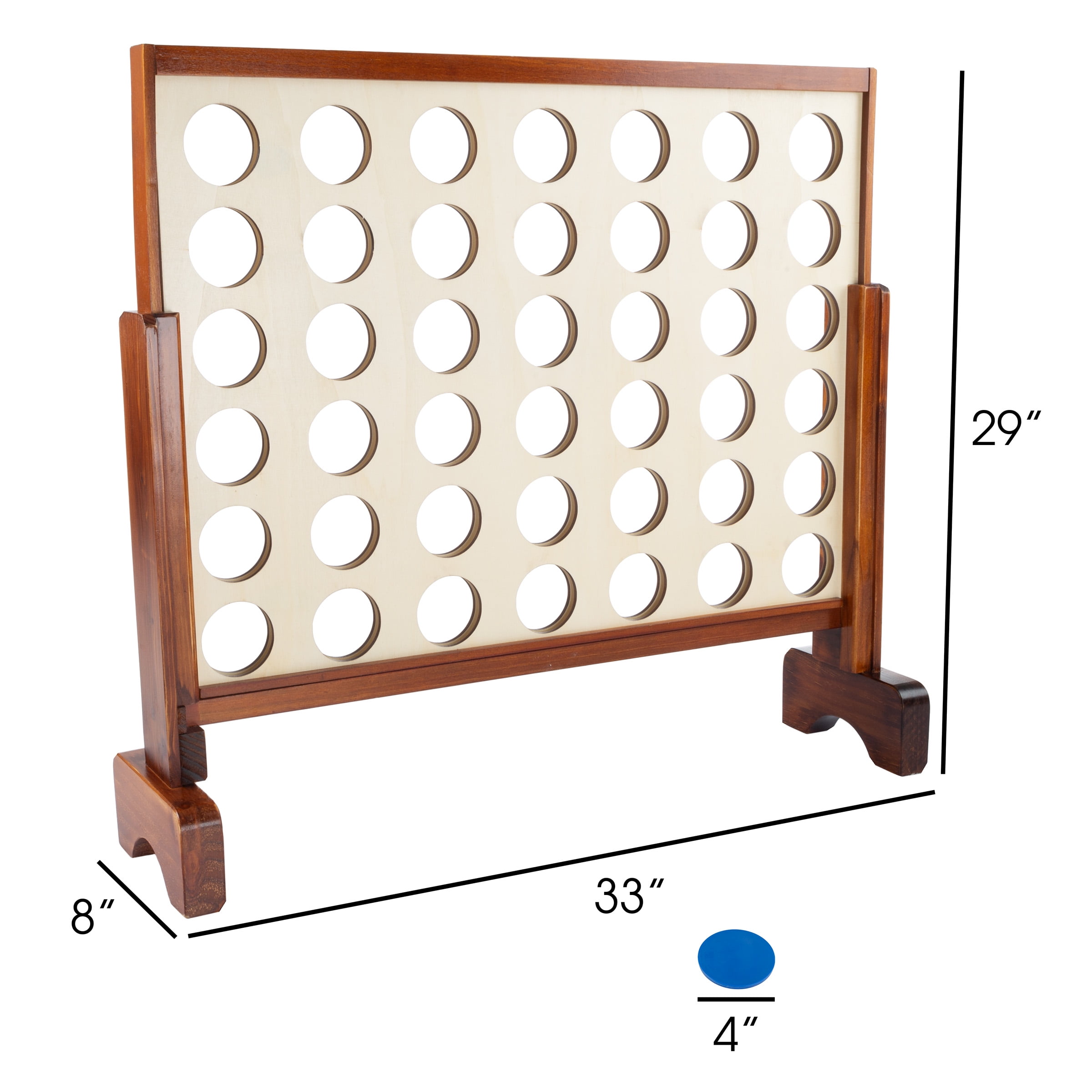 4-In-A-Row--Giant Classic Wooden Game for Indoor and Outdoor Play--2 Player Strategy and Skill Fun Backyard Lawn Toy for Kids and Adults by Hey! Play!