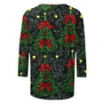 thumbnail image 4 of Elvqul Womens Holiday Blouses 3/4 Sleeve Shirts Christmas Crewneck Loose Green Graphic Tops for Women Pullover, 4 of 5