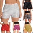 thumbnail image 6 of Xmarks Women High Waisted Sequin Shorts Elastic Waist Sequin Party Dancing Straight Leg Shorts, 6 of 6