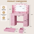 thumbnail image 6 of Homall Vanity Desk with Lights & Mirror, Makeup Vanity Set with Power Outlet & Storage Drawers Shelves for Bedroom, Pink, 6 of 7
