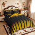 thumbnail image 2 of meiyoeat Abstract Geometric Striped 7 Pieces Full Size Bedding Sets For Boys,Yellow Black Lines Print Full Size Bed in a Bag,Black Reversible, 2 of 7