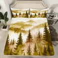thumbnail image 2 of Homewish Pine Tree Full Size Sheets,Tropical Botanical Plant Bed Sheets,Yellow White Sheet Sets For Mane Women,Super Cozy Room Decor,4 Pieces, 2 of 7
