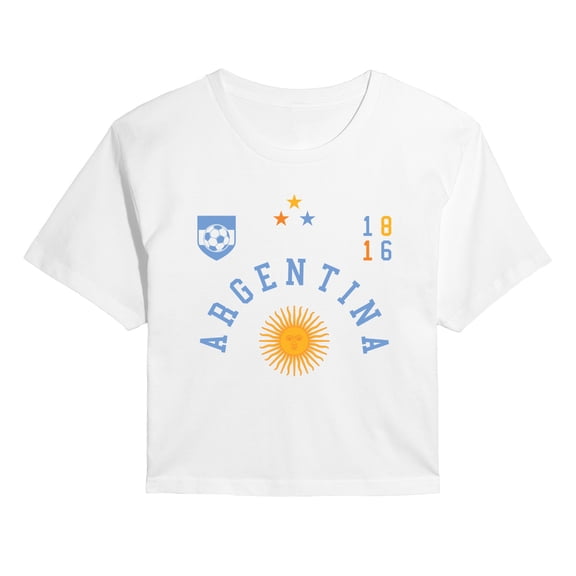 Instant Message - Argentina Soccer Jersey Cropped Graphic T-Shirt