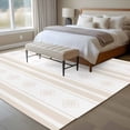thumbnail image 5 of Khaki Stripe Pattern Washable Area Rug 5 x 8 ft Boho Cream Beige Stripes Farmhouse , Soft Non Slip Rugs Stain Repellent Indoor Felt Carpet for Living Dining Room Bedroom Home Office, 5 of 9