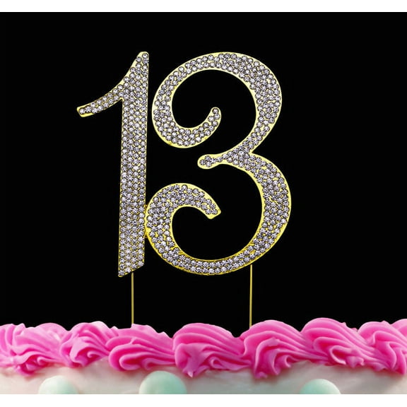 13th Birthday Cake Toppers Gold Bling Cake Topper 13 Birthday Decorations