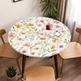 thumbnail image 5 of Flowers Elastic Fitted Round Table Cover Spring Watercolor Waterproof Outdoor Tablecloth for Holiday Party, Picnic, Patio & Dining Fits Tables Up to 55"-60", 5 of 8