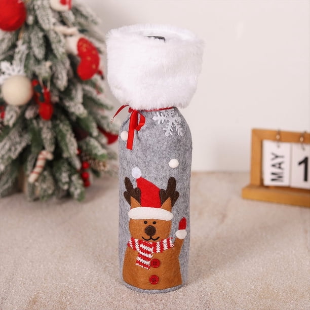 3 Piezas Navidad Botella de Vino Cubierta Feliz Navidad Decoración para el Hogar Adornos Navideños Decoración Feliz Año