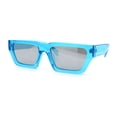 thumbnail image 4 of Neon Mod Silver Mirror Narrow Rectangle Cat Eye Plastic Retro Sunglasses Blue, 4 of 8