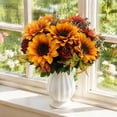 thumbnail image 3 of KGJQ Sunflower Artificial Flowers, Realistic Fake Bouquet for Wedding Home, Rustic Silk Fabric Floral Arrangements for Vase Centerpiece, Fall Decor, 3 of 8