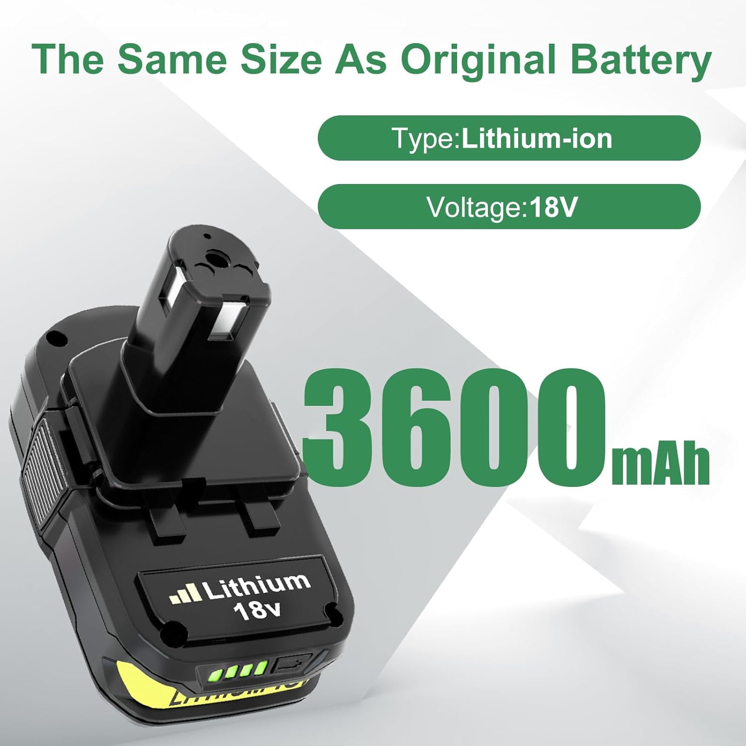 4Pack 3600mAh P108 Battery Compatible with Ryobi 18V Lithium Battery ONE+ P102 P103 P104 P105 P107 P108 P109 P190 P191 P122 Cordless Tool Battery
