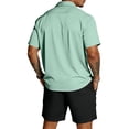 thumbnail image 4 of Hogleaql Men's 2 Pieces Linen Set Summer Button Down Short Sleeve Shirts and Shorts 2026 Set with Pockets Elastic Waist Casual Fashion Loose Fit Matching Outfits Green M, 4 of 4