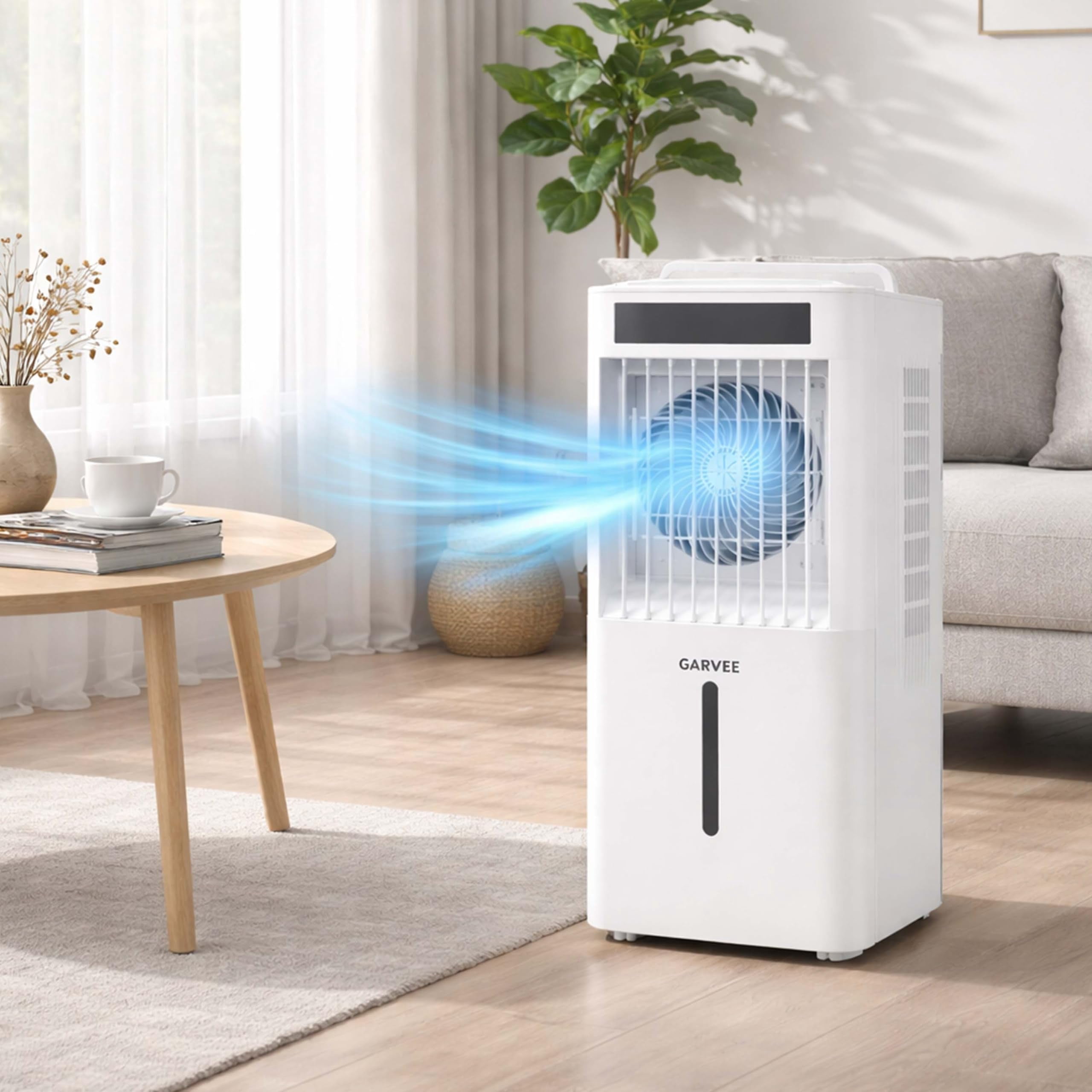2.6Gal Portable Air Conditioners, 3-in-1 Swamp Cooler with HEPA Filter, Remote Control, 6 Speeds & 3 Modes, Quiet Operation for Rooms Up to 450 Sq Ft, 24-Hour Timer, 360° Swivel Casters