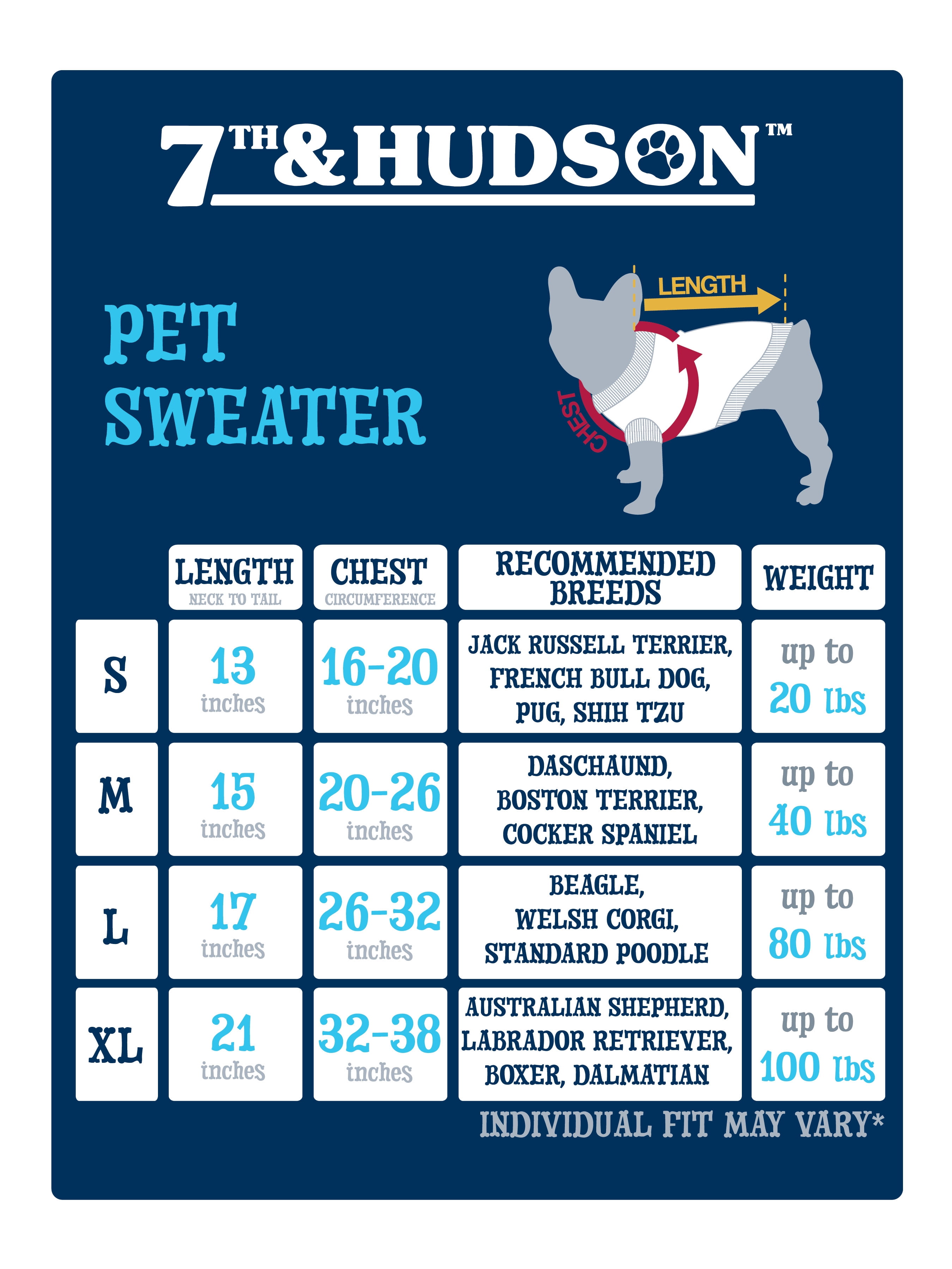 7th & Hudson Cowl Neck Sweater for Dogs and Cats, Size S-XL
