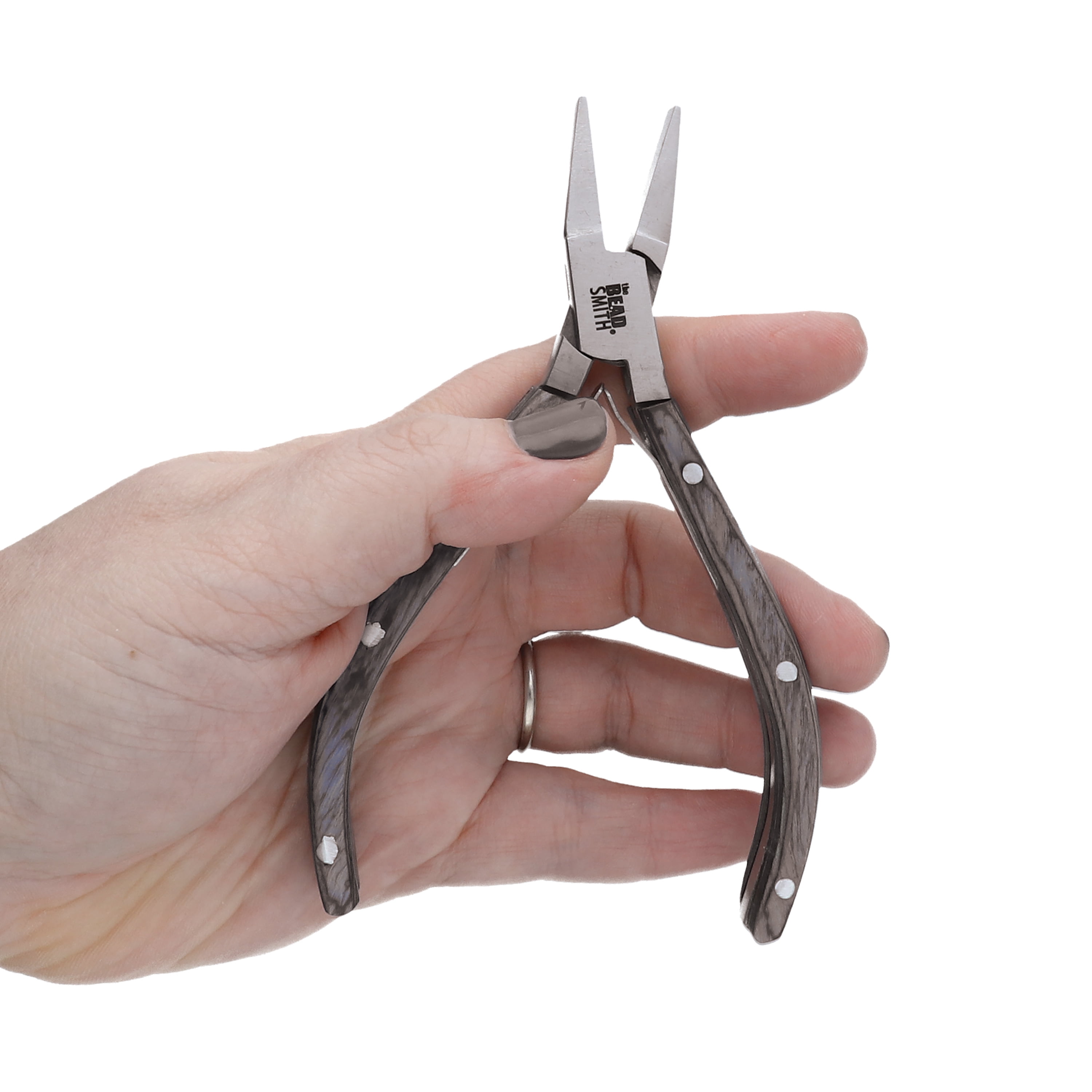 The Beadsmith Natural Elements Pliers Set - 4-Piece Kit: Chain Nose, Round Nose, Flat Nose, Side Cutter and Canvas Carrying Case – Black Wooden Handles - Tools for Jewelry Making