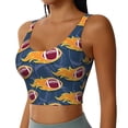 thumbnail image 2 of Goofa Burning Rugby Balls Printed Sports Bras for Women, High Impact Running Bra Workout Crop Tank Tops Longline Sports Bra Push up-XX-Large, 2 of 9