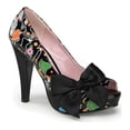 thumbnail image 2 of **4 1/2" Heel, 1" Hidden P/F Open Toe Pump W/Large Satin Bow - Blk Pat-Blk Satin (Muertos Print), 9, 2 of 2