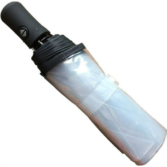 Clear Transparent Folding Auto Open Auto Close Umbrella Rainy Black