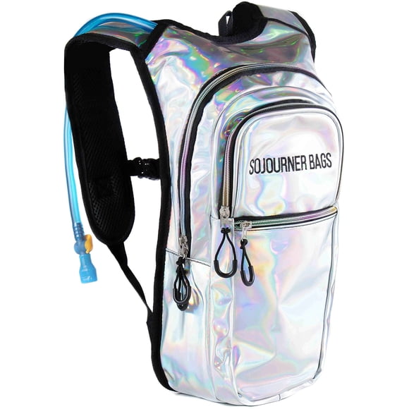 Mochila de hidratación SoJourner Rave con bolsa de agua holográfica de 2 L