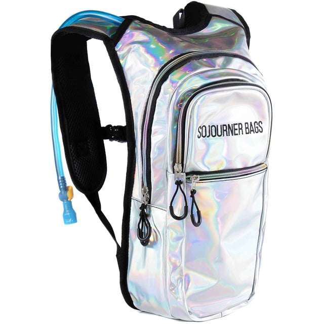 Mochila de hidratación SoJourner Rave con bolsa de agua holográfica de 2 L