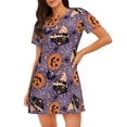 thumbnail image 1 of Disketp Vintage Halloween Black Cat para Camisón Corto de Manga Corta para Mujeres, Camisón Cómodo con Escote Redondo, Bonito y Confortable, 1 of 6