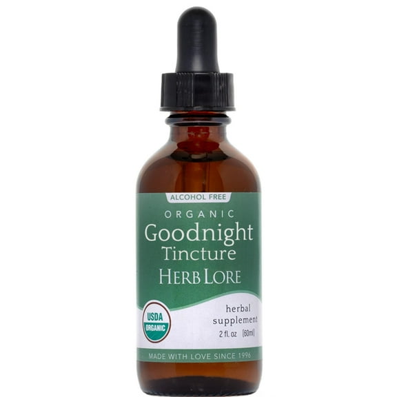Herb Lore Organic GoodNight Tincture - Liquid Sleep Aid Drops with Valerian Root & Passionflower Extract (2 fl oz)