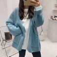 thumbnail image 4 of Suéter de cuello en V de un solo pecho de estilo coreano nuevo de primavera y otoño, chaqueta holgada de estilo Hong Kong de color puro que combina con todo, 4 of 5