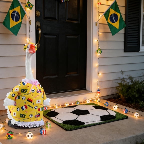 Fmbmuo Holiday Porch Goose Outfit Square Yellow 23 Inch Outdoor Decor, Full Set Clothes Machine Washable Cloth Goose Costume Great Gift for Goose Lovers