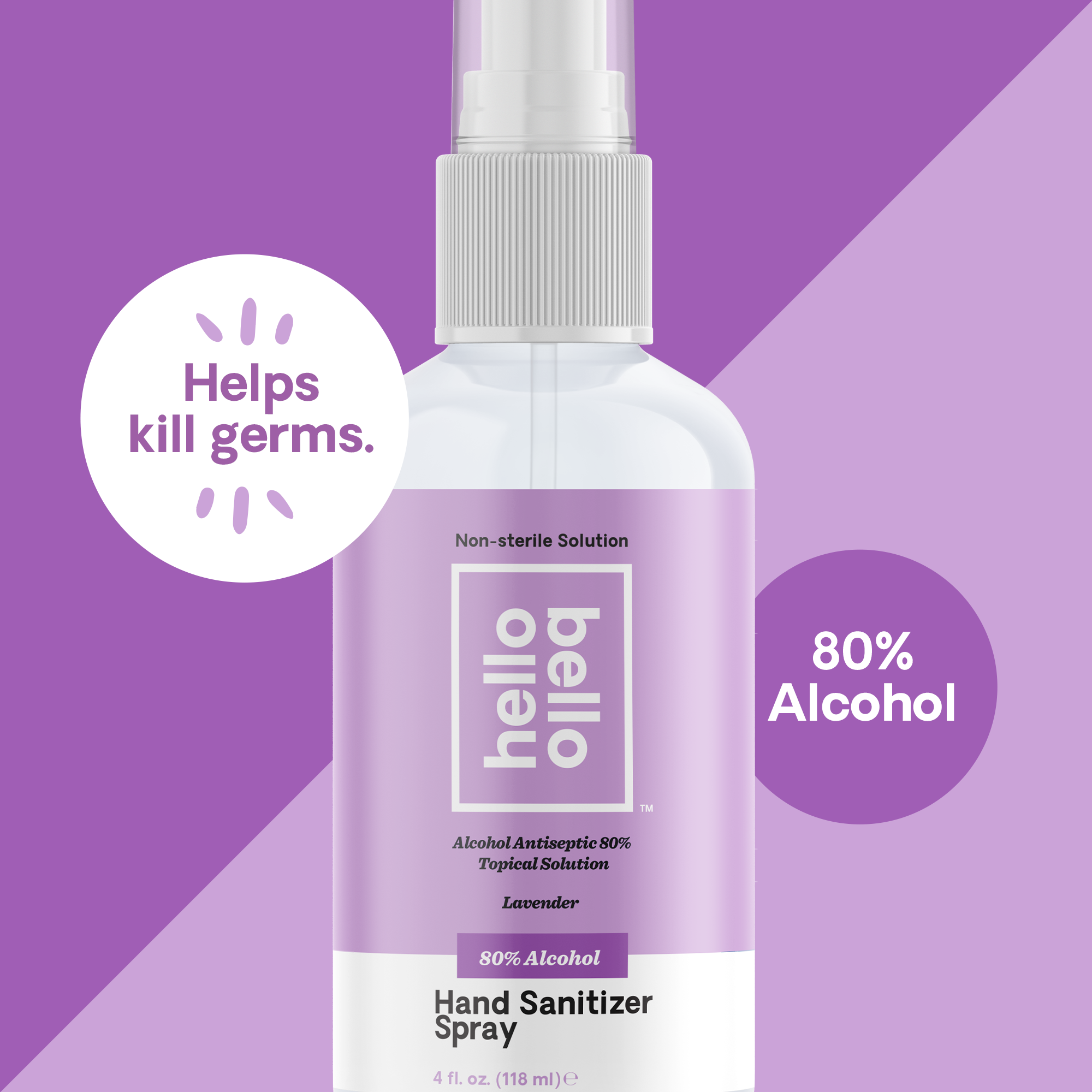 Hello Bello Hand Sanitizer Spray, Lavender, 4oz, 4-count - image 2 of 5