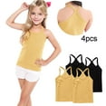 thumbnail image 2 of ZACPNCV 4 Pieces Girls Dance Tank Tops Racerback Camisole Undershirts Spaghetti Strap Camis Dance Clothes Tank Tops for Girl Black 4-5 Years, 2 of 7