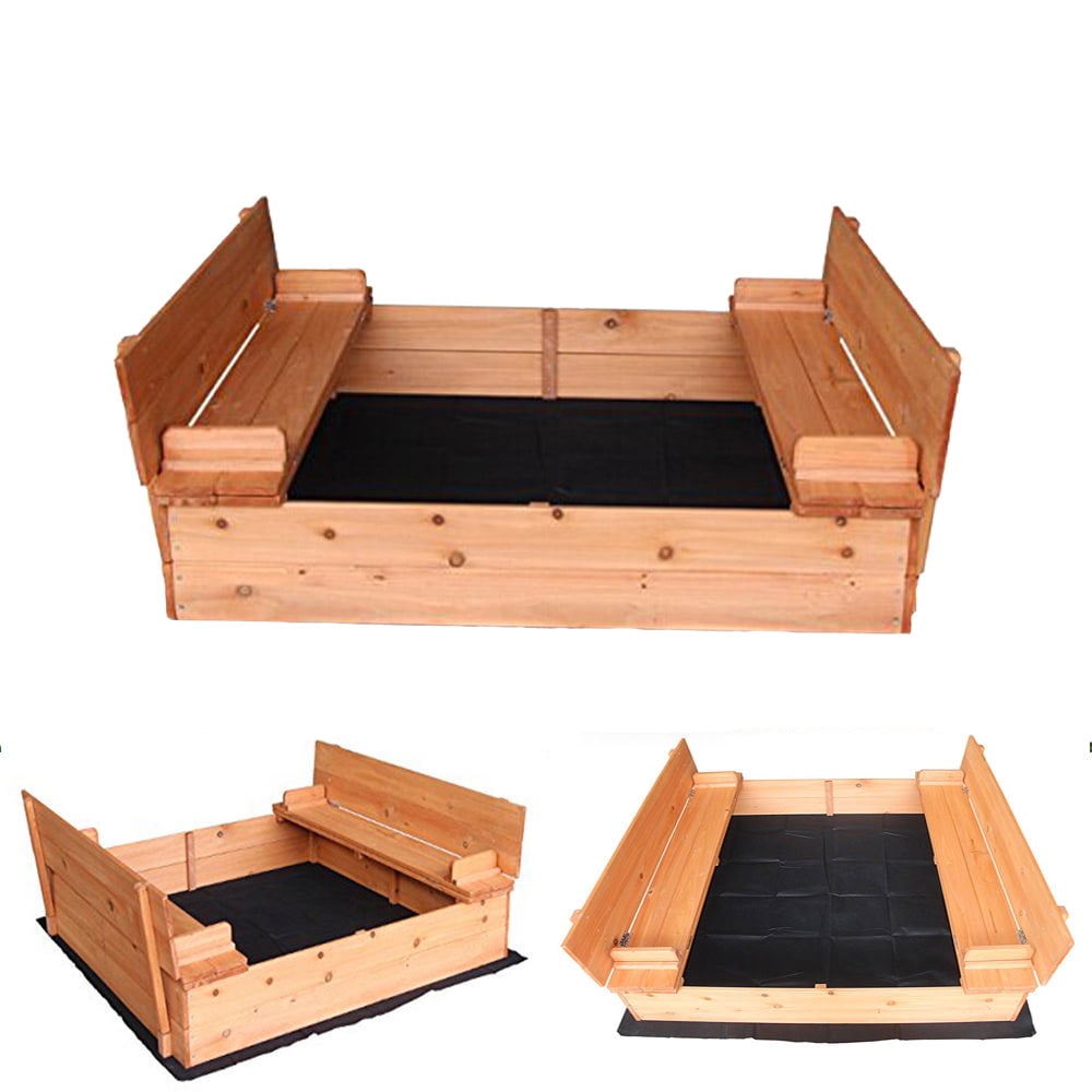 Zimtown 47" Wooden Sandbox with 2 Benches for 38 Years Old Kids Play