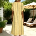 thumbnail image 4 of Edvintorg Women's Summer Dresses Striped Boho Crew Neck Cold Shoulder Loose Fit Casual Long Dress with Pockets Sundresses for Women Yellow Xl, 4 of 4