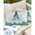 thumbnail image 6 of Pack of 2 Outdoor Pillow Covers, Cute Octopus with Sea Wave Pattern Waterproof Square Throw Pillowcase Cushion Decorative Pillow Covers for Couch Patio Tent, 20x12 in, 6 of 6