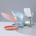 thumbnail image 2 of ziyahi Portable Soap Rack Leaf Shape Soap Cleaning Sponge Holder Drain Box Soap Drying Stand Rack with Suction Cups Soap Storage Box pink 1Set, 2 of 6