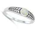 thumbnail image 4 of CHOOSE YOUR COLOR Round White Simulated Opal Aztec Ring .925 Sterling Silver Band CZ Female Size 6, 4 of 4