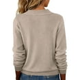 thumbnail image 3 of Sweaters for Women Long Sleeve V Neck Collar Warm Cozy Soft Pullover Loose Casual 2026 Fall Winter Tops Camel M, 3 of 5