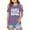 Purple, variant on Girls Shirts Kids Letter Printed Short Sleeve T Shirts Shoulder Cut-Out Summer Oversized Tops Girls Clothes Size 7-8 Years