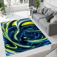 thumbnail image 2 of 3D Abstract Marble Area Rugs, Blue Green Swirl Fluid Art Apartment Carpet, Living Room Carpet Soft and Comfortable Non-Skid Apply to Bedroom Area Entryway Hallway 4x5ft, 2 of 6