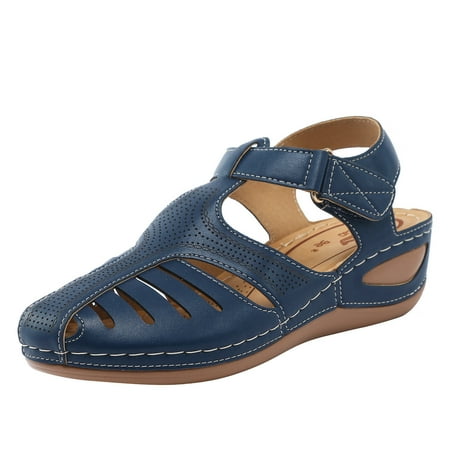 

Womens Sandals Sandals for Women Open Toe Summer Casual Toe Head Mid Heel Wedge Sandals Beach Travel Bohemian Sandals Women S Sandals Pu Blue 40