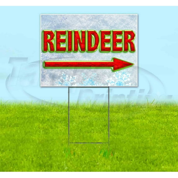Reindeer Arrow (18" x 24") Yard Sign, Includes Metal Step Stake