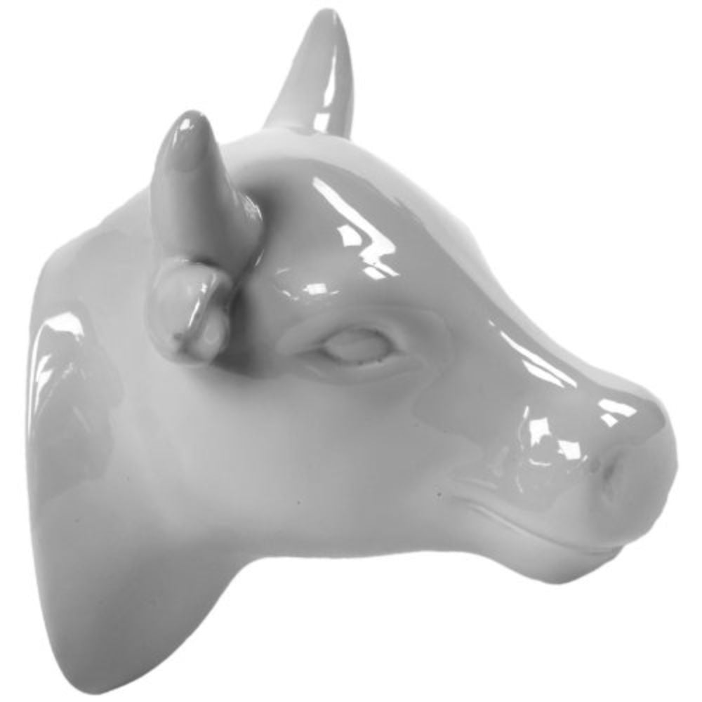 Outstanding Ceramic Cow Head Wall Decor Gloss White