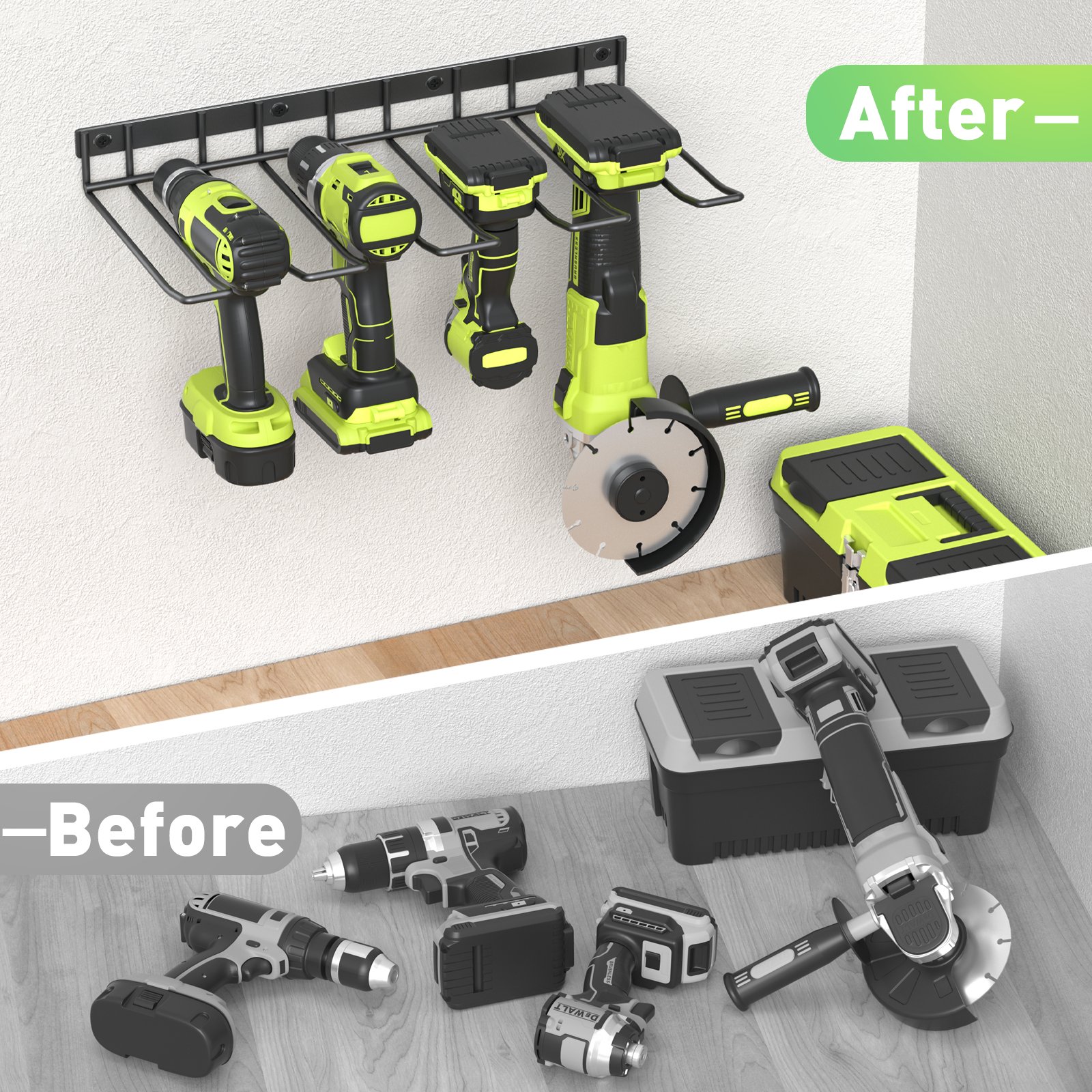 Yeabett Power Tool Organizer, 2-Pack Wall Mount Drill Holders photo 5