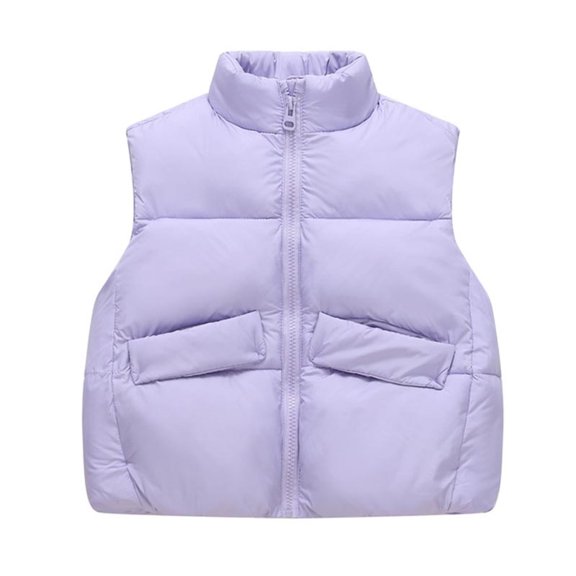 Lopecy-Sta Toddlers Puffer Vest Winter Children's Puffer Vest High Stand Collar Lightweight Insulated Crop Vests Outerwear with Pockets