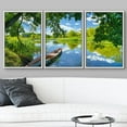 thumbnail image 3 of wall26 Framed Canvas Print Wall Art Set Boat on Lake in Spring-Summer Landscape Nature Wilderness Photography Realism Rustic Scenic Colorful for Living Room, Bedroom, Office - 16"x24"x3 Whi, 3 of 5