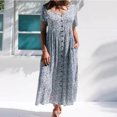 thumbnail image 4 of Vestido a media pierna de manga corta con estampado floral casual de moda con cuello redondo para mujer Fridja  qw2664, 4 of 9