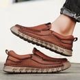 thumbnail image 6 of Men'S Genuine Leather Slip-On Loafers - Hand-Stitched Business Casual Shoes with Cushioned EVA Insole & Non-Slip Rubber Sole, Low-Top Breathable Design for Office, Semi-Formal & Casual Attire - Large, 6 of 6