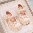 thumbnail image 6 of Girls Mary Jane Dress Shoes Bow Pearls Decor Round Toe Platform Shoes Kids Cute Sweet Comfy Hook and Loop Footwear White 1.5 Big Kids, 6 of 7