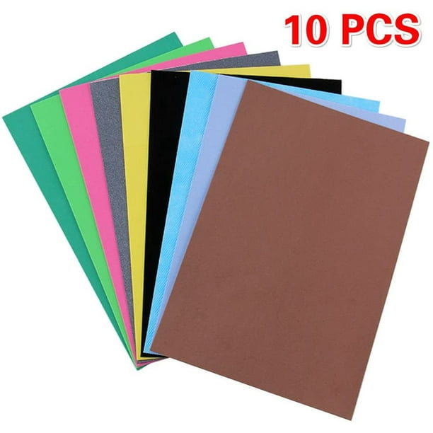 Feuille de mousse EVA feuilles de papier adhésif Assortiment de 10 couleurs  pour travaux manuels projets scolaires décoration artisanale (21 x 29,7