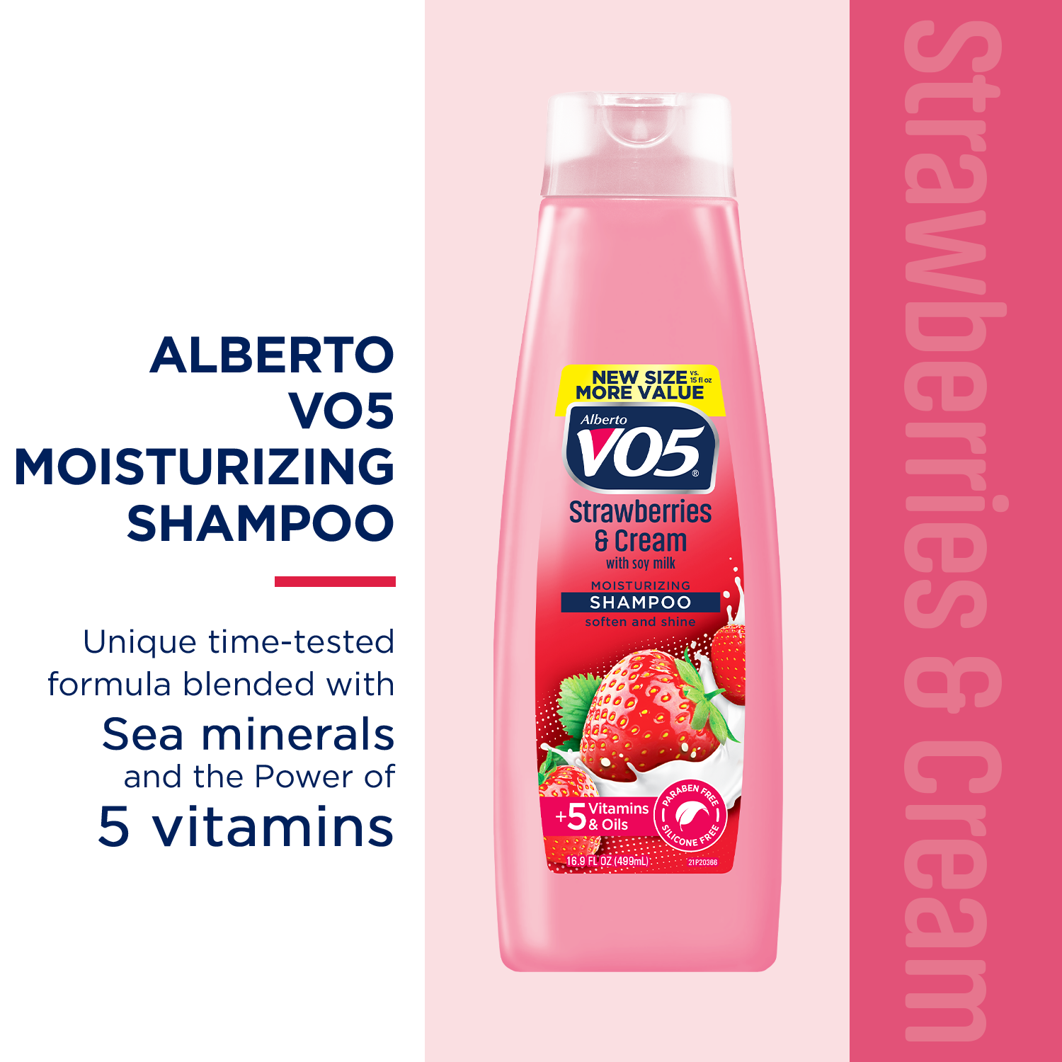 Alberto VO5 Strawberries & Cream Moisturizing Shampoo with Soy Milk, for All Hair Types, 16.9 fl oz - image 3 of 6