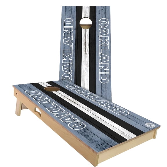 Skip's Garage | Oakland Football Cornhole Board Set | Includes Boards & Bags | Choose Your Size & Accessories